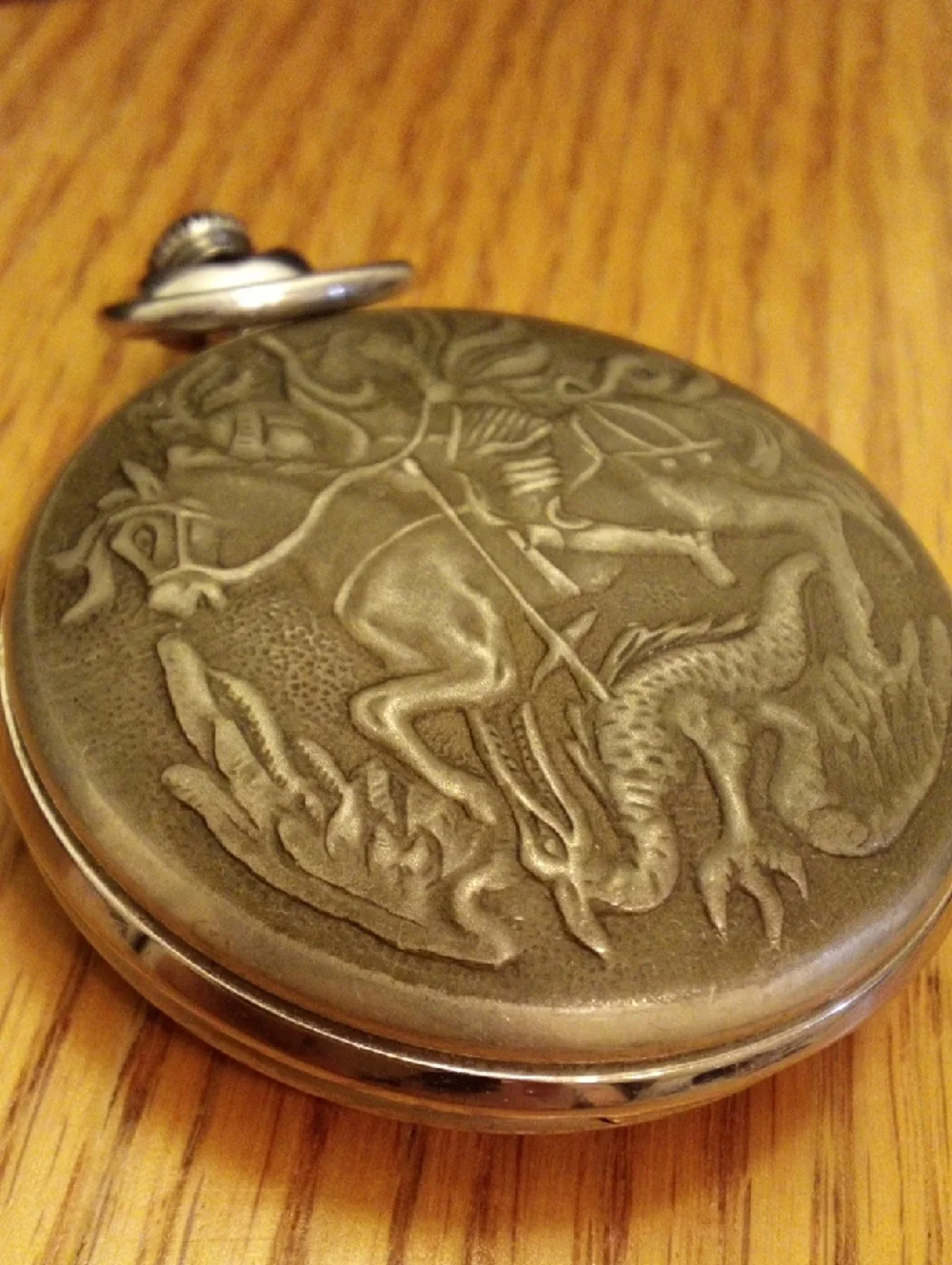 Russian Pocket Watch with Color Inlay - Bronze Tone